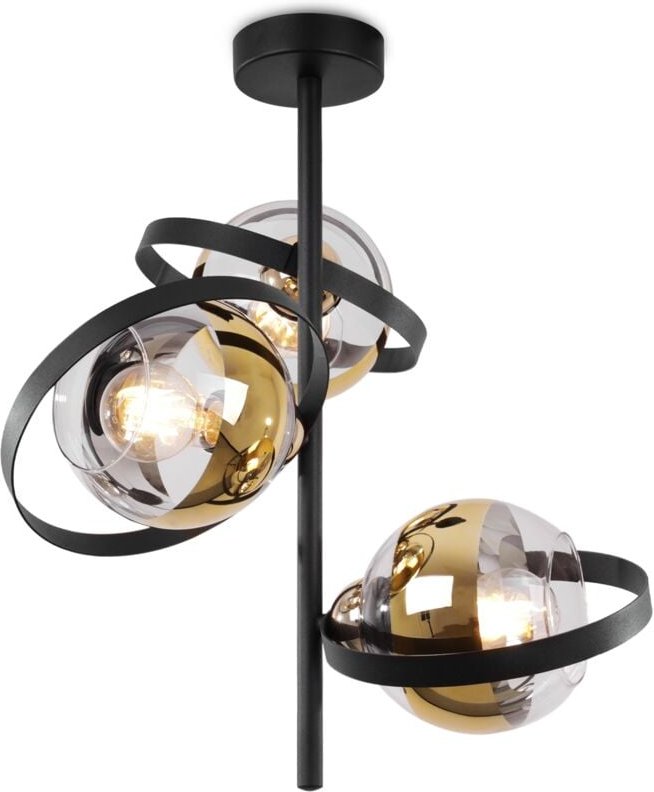 Ronda Deckenleuchte Schwarz Und Gold 3-Platte Goldene Lampe E27