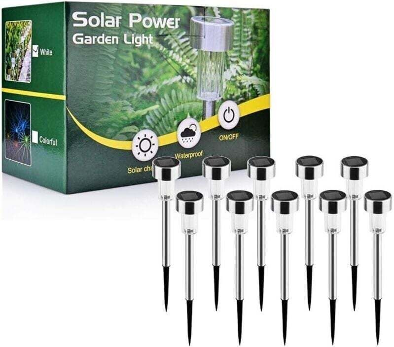 XU Solar-Gartenleuchten für den Außenbereich, 10 Stück kabelgebundene LED-Dekorationsleuchten für Wege und Rasenflächen,...