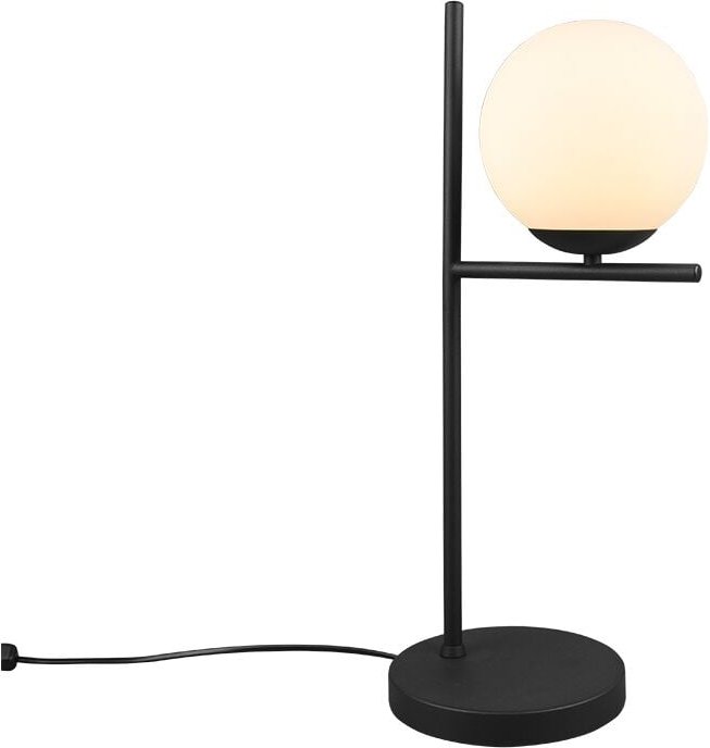 Schwarze Tischlampe mit weißer Glaskugel Pure Trio Lighting