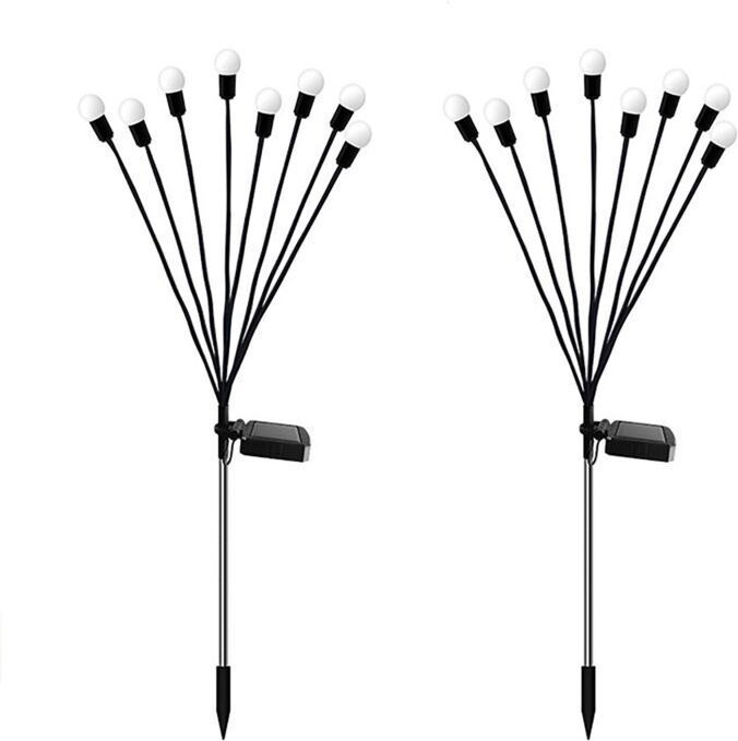 Set mit 2 Solar-LED-Leuchten, IP65, fest installiert, mit Lichtsensor, schwarz