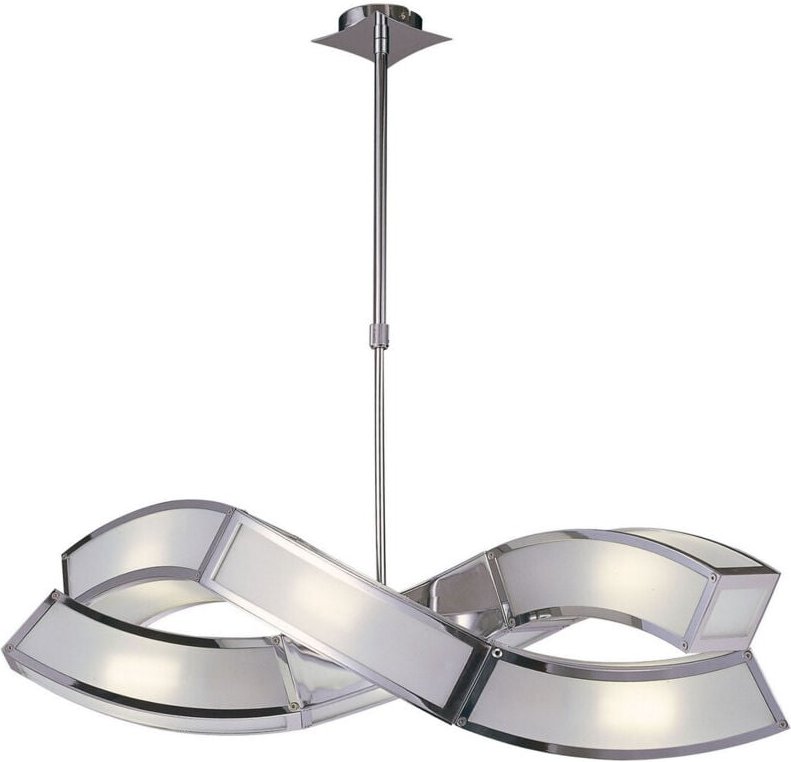 Inspired Mantra Fusion Duna GU10 Duna GU10 rechteckige Pendelleuchte mit 2 Armen, 6 Leuchten, L1/SGU10, poliertes Chrom/...