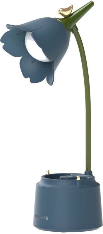 LED-Schreibtischlampe für Kinder, Blumen-Tischlampe, Leselampe mit einstellbarem Licht und Berührungssensor (blau)