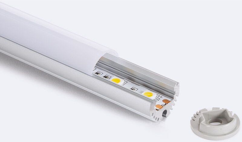 Aluminiumprofil Rund Hängend und für Oberfläche 2 für led Streifen bis 11mm Aluminium 2 m Weiß transluzent