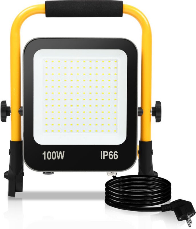 Thumbnail - Swanew Fluter stativ 100W led Fluter Flutlicht Kaltweiß Gelb Stativ Baustrahler Scheinwerfer Baulampe Außenbereich Innen...