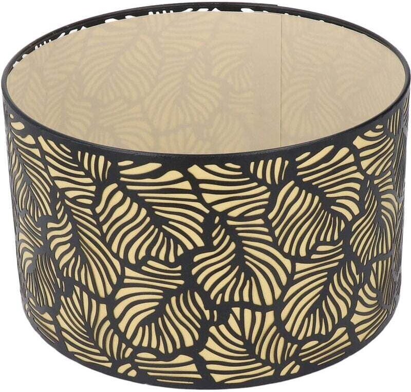 Abat-jour Creux Noir Métal Doublure Jaune pour Lampe de Table Culot E27 E14