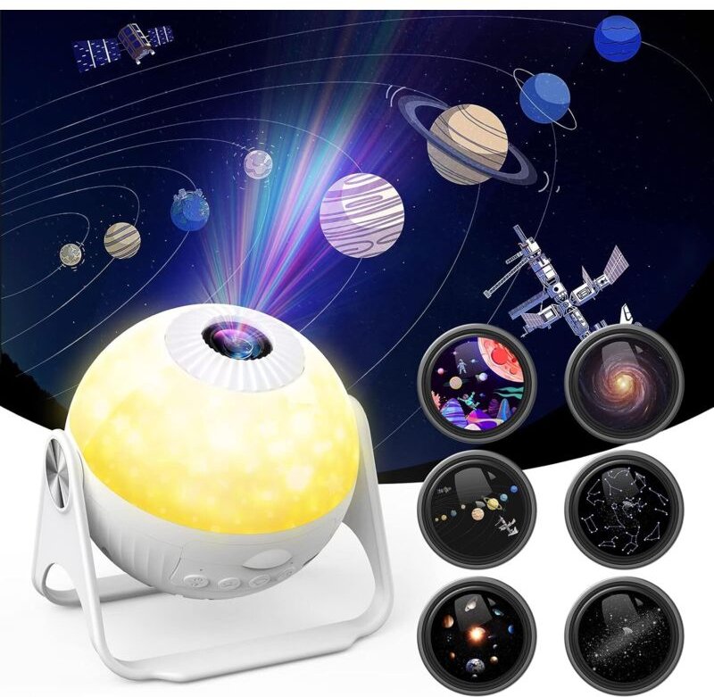 Sternenhimmel Galaxie Projektor, Nachtlicht Kinder Sternenhimmel Planetarium Projektor mit 6 austauschbaren Scheiben 4 F...