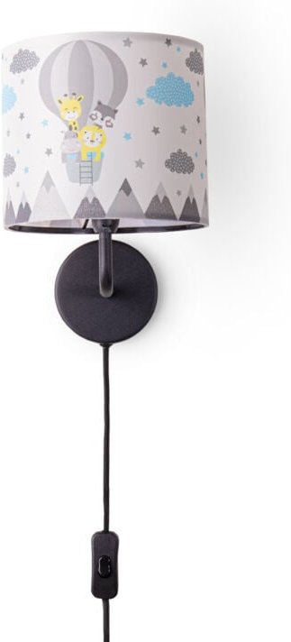 Tischleuchte Kinderzimmer Wandleuchte Straße Feuerwehr Lampenschirm Stoff Rund Wandleuchte - Schwarz, Design 6 (Ø18 cm) ...