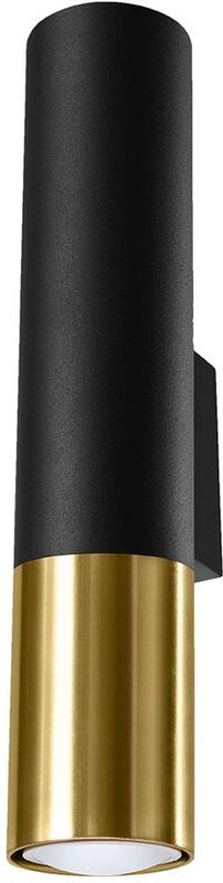 Wandleuchte innen Wandlampe Up Down Wandleuchte schwarz, 2 flammig, Stahl gold, skandinavisch, 2x GU10 Fassungen, HxBxT ...