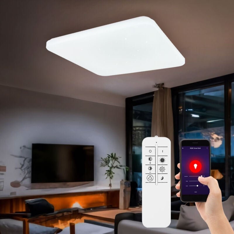 Led Deckenlampe Wohnzimmerleuchte Smart Home Deckenleuchte Sterneneffekt Lampe Alexa App Fernbedienung dimmbar cct Alexa...