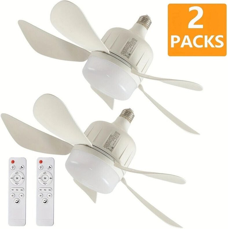 Set mit 2 modernen Deckenventilatoren, 3 Geschwindigkeitsstufen, variable Intensität, 5 Flügel, E27/E26-Fassung, 45 cm w...
