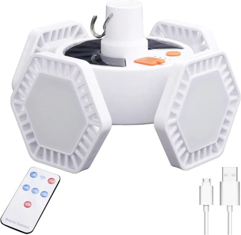 Vtizikl Lampe solaire de camping à 169 LED - Pliable - Avec télécommande - Rechargeable par USB - 5 modes IPX5 - Étanche...