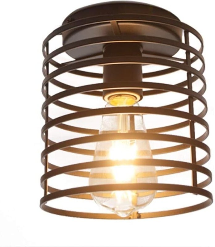 Industrielle, halbversenkte Deckenleuchte, schwarzer E26-Sockel, Eisenkäfig, für den Innenbereich (Wohnzimmer) [Energiek...