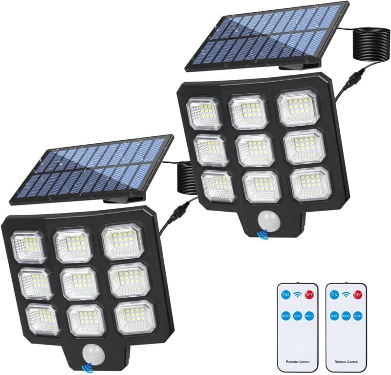 Solarbetriebene Außenleuchte mit Bewegungsmelder, 108 LEDs, Solar-Außenbeleuchtung mit 3 Modi, Solar-Flutlicht, IP65 Sol...