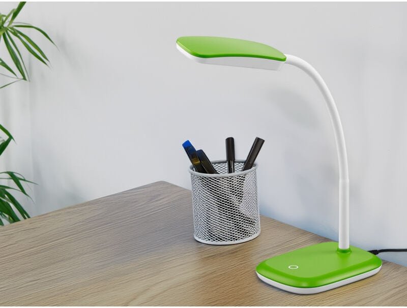 Defibrico - Dimmbare led Schreibtischlampe boa mit Flexarm, Grün Weiß, Höhe 36cm