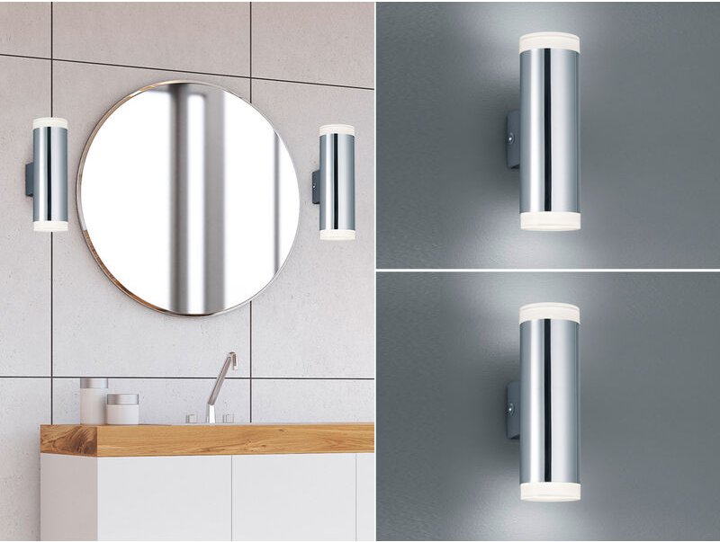 Thumbnail - Led Badezimmer Wandleuchte 2er Set Up Down in Chrom - Spiegelleuchten, h: 17cm