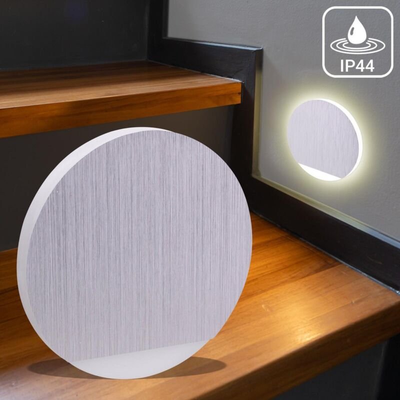 LED Treppenleuchte IP44 Alu-gebürstet - Lichtfarbe: CCT 1,5W - Lichtaustritt: Orbis