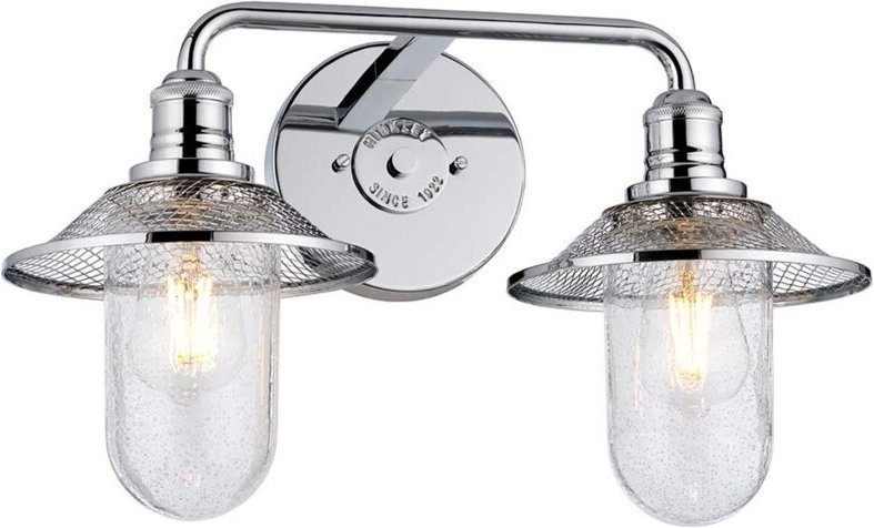 Wandleuchte Badezimmerleuchte Wandlampe Stahl Glas klar Chrom IP44 2-flammig