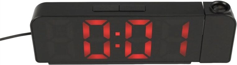 Tlily - 180°-Drehung, Projektionswecker, 12/24 Stunden, led, digitaler Deckenprojektor mit USB-Aufladung (rot)