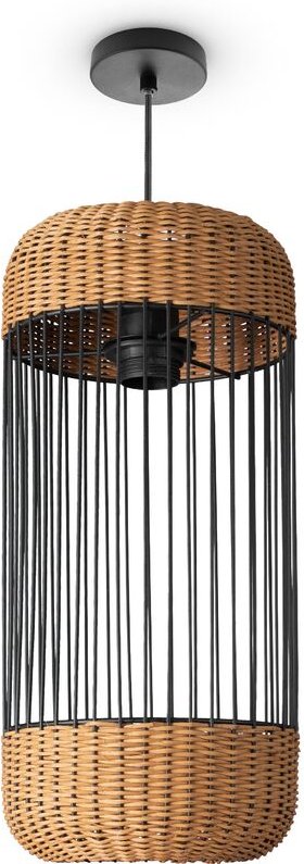 Rattan Pendelleuchte Wohnzimmer Tischleuchte Boho Käfig Lampe Nachttisch Metall Pendelleuchte - Typ 5, Natur (Ø19 cm) - ...