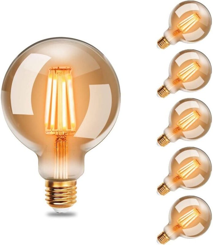 Edison Vintage Glühbirne, 95mm Durchmesser, Nicht Dimmbar, G95 E27 LED Filament Lampe, 4W Ersetzt 40W Glühlampe, 400 LM,...