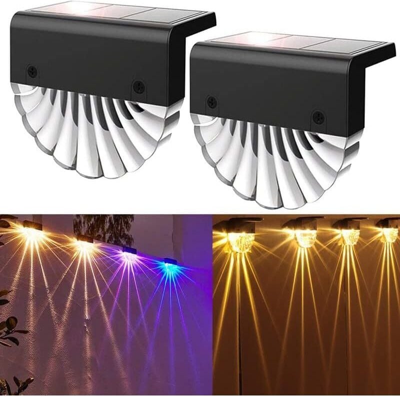Thumbnail - Solar-Außenlampe, 2er-Set, Solarlampe für Gartendekoration, wasserdichte LEDs für Terrasse, Stufen und - Tigrezy