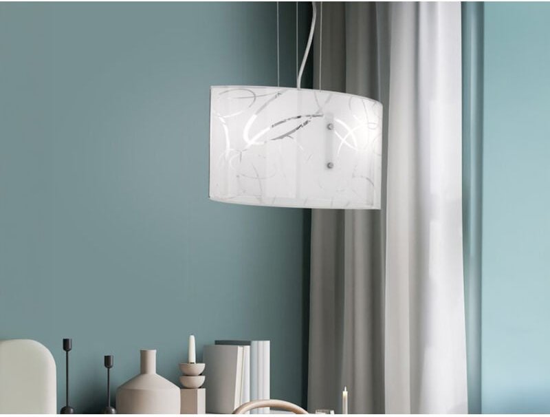 Pendelleuchte spirelli mit satiniertem Glas Lampenschirm mit Dekor, b: 40cm