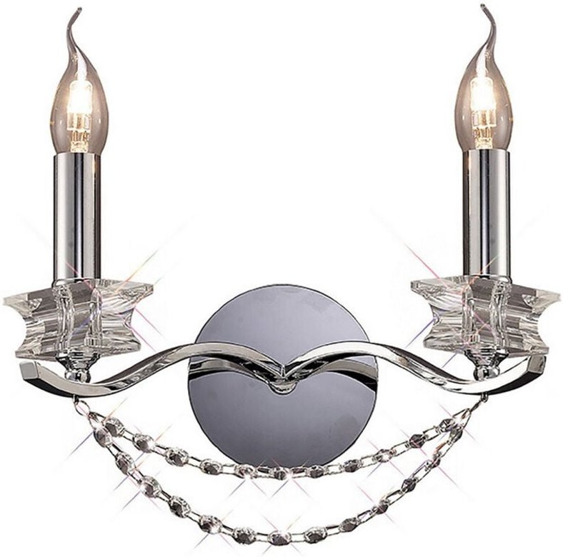 Inspired Nydia Wandleuchte 2-flammig E14, poliertes Chrom/Kristall