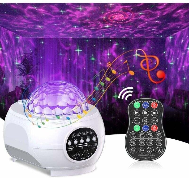 Sternenhimmel-Projektor mit LED-Nebel, 3-in-1 musikalisches und leuchtendes Kinder-Nachtlicht mit integriertem Bluetooth...