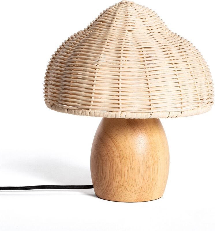Tischlampe Holz und Rattan Karava Natürlich