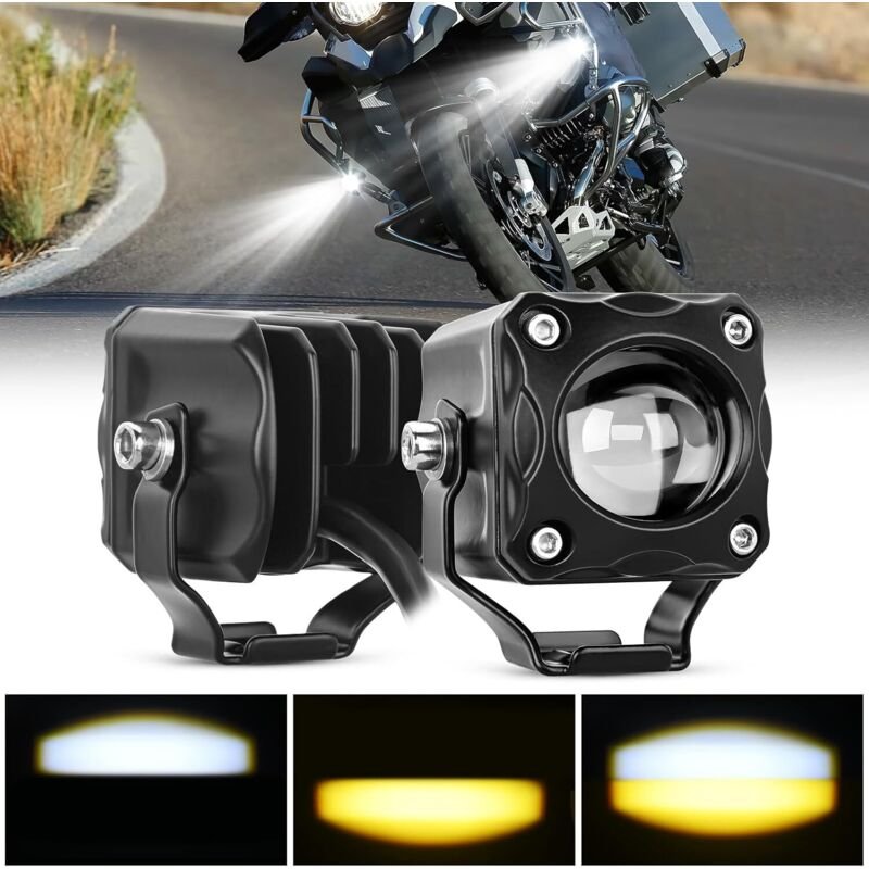 1,7-Zoll-Motorrad-Zusatzscheinwerfer, weiß-gelb, Spot und Nebelscheinwerfer, LED-Pods, IP67 wasserdicht, Offroad-Zusatzb...