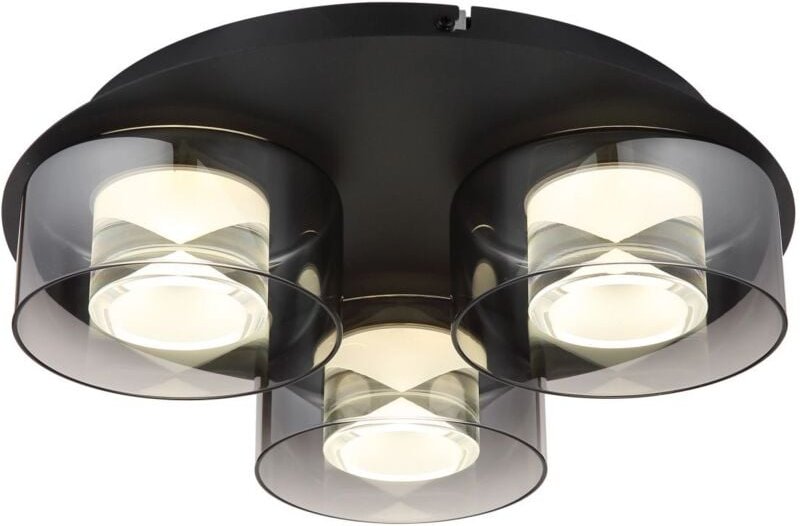 Globo Lighting - Deckenleuchte Deckenlampe led Wohnzimmerleuchte Metall Glas Rauchfarbe d 38 cm