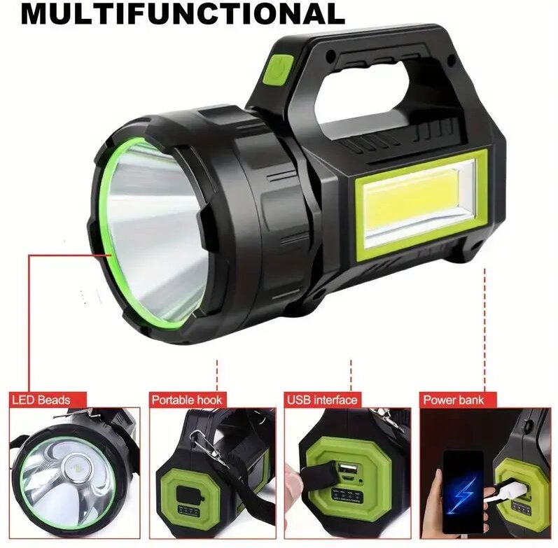 Wiederaufladbare LED-Solar-Taschenlampe mit 200 Lumen per USB, ideal für Camping, Wandern und Notfälle. Ein unverzichtba...