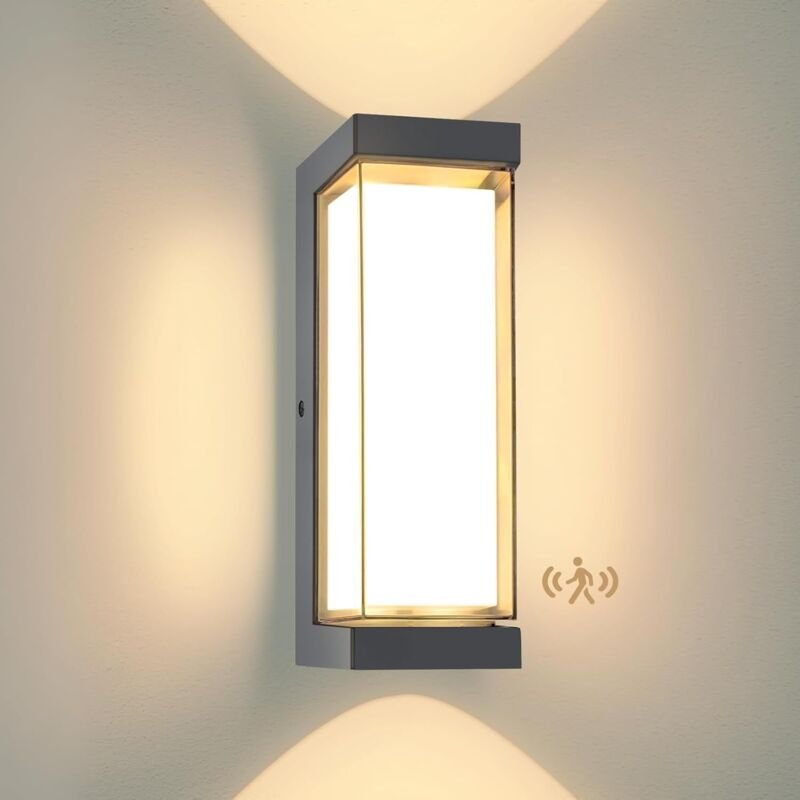 24W LED Aussenlampe mit bewegungsmelder, IP65 3000LM Wandleuchte Innen/Außen, 3000K Modern Außenleuchte mit bewegungsmel...