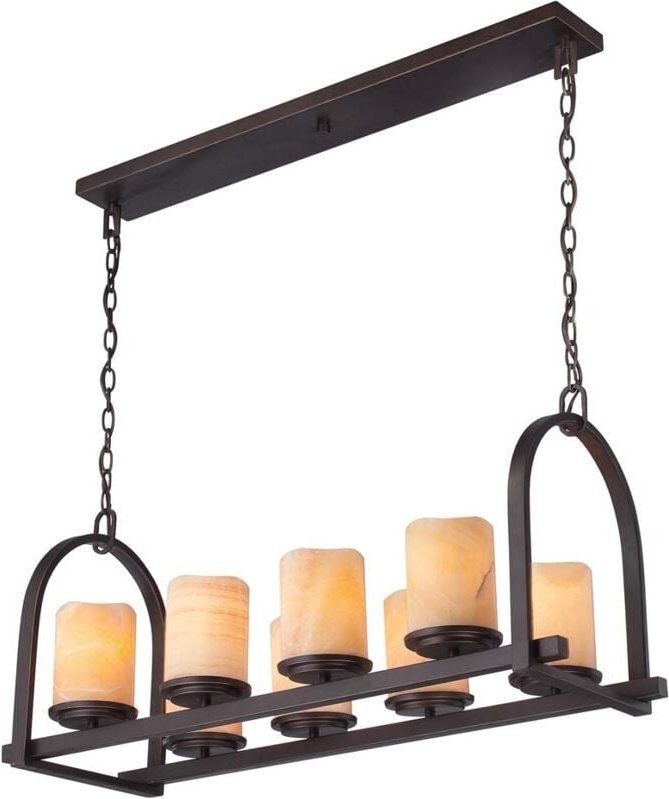 Hängeleuchte Esszimmerlampe Deckenlampe Pendelleuchte Onyx Kerzen-Design Bronze