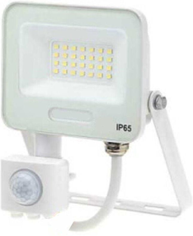 Trade Shop - FARETTO LED 30W CON SENSORE MOVIMENTO PROIETTORE DA ESTERNO LUCE 6500K IP65 EK05-SEN-30 - Weiß
