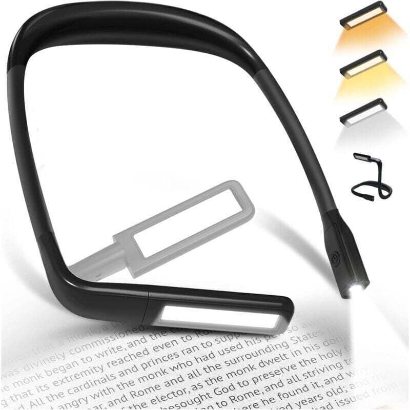 Nackenleselampe – Wiederaufladbare Nachttischlampe, flexible LED-Nackenleselampe in 3 Farben zum Lesen, Stricken, Nähen,...