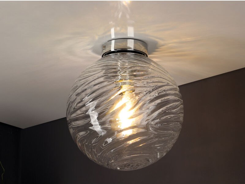 Led Deckenleuchte Glaskugel Wellenmuster Transparent, Globe ø 30cm