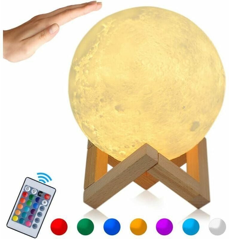 Thumbnail - 3D-Mondlampe, LED-Nachtlicht, 15 cm, Mondlampe mit Fernbedienung, RGB-Mondlicht-Nachtlampe mit dimmbarem Touch-Schalter,...