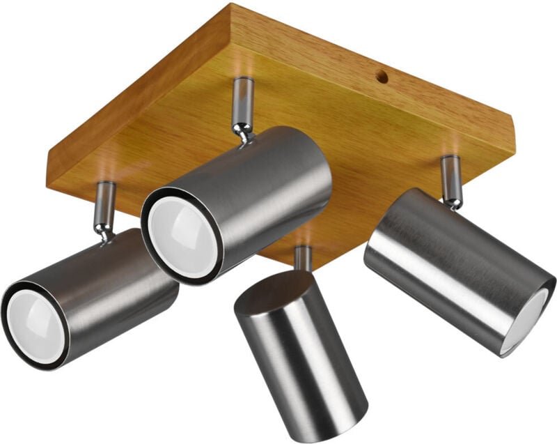Trio Lighting - Trio Leuchten 4er Spot Marley GU10, nickel matt, holzfarbig Deckenstrahler