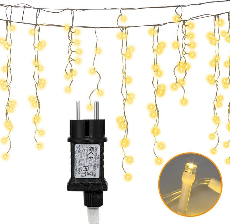 Thumbnail - Swanew led Eisregen Lichterkette Außen und Innen 400 LEDs 15m Deko led Regenkette IP44 Schutz, 8 Modi mit Stecker, Hallo...