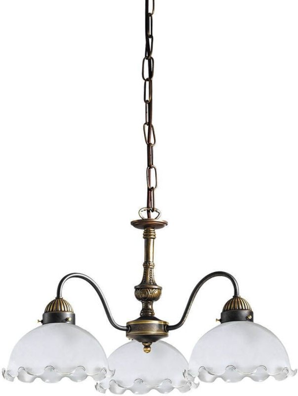 Kolarz - nonna - Cottage Style Glas 3 Arm Kronleuchter Matt Antik Messing, 3x E27