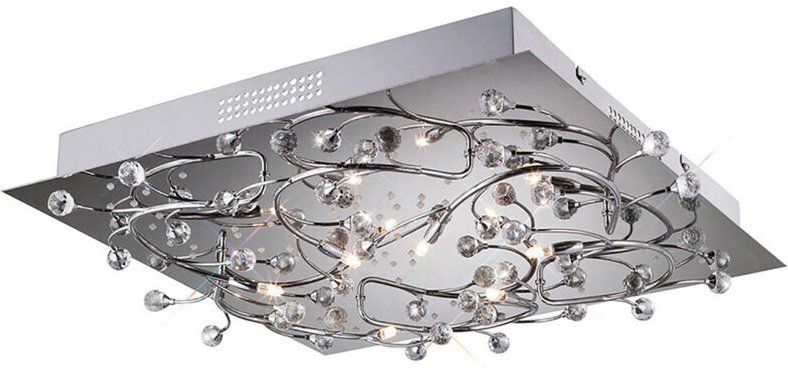 Inspired Fia Deckenbündige quadratische 6-flammige G4-weiße LEDs, poliertes Chrom/Kristall, NICHT LED/CFL-kompatibel