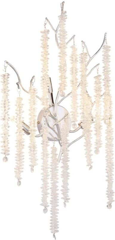 Wandleuchte Wandlampe Metall verchromt Kunststoffkristalle klar H 60 cm