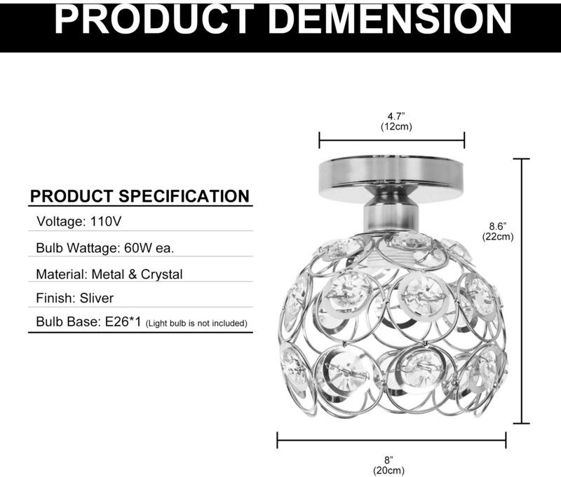 Deckenlampe Kristallkugel Moderne Luxus Chrom Einzelstück E27