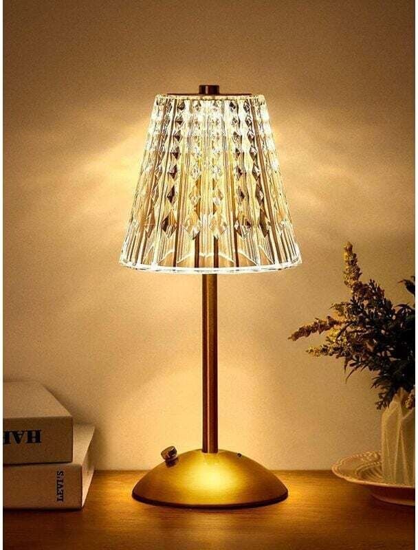 Thumbnail - LED-Nachttischlampe, 3-Farben-Kristalllampe, Touch-dimmbar, für Schlafzimmer, Wohnzimmer, Restaurant, Bar
