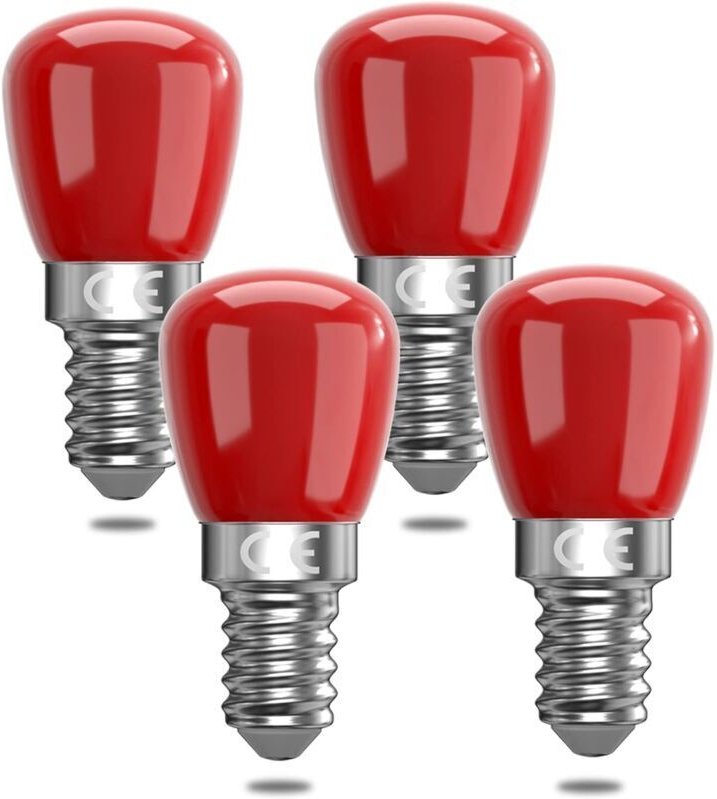 4er-Pack E14 3W rote LED-Lampen, dekorative rote E14 LED-Lampen, Ersatz für 25W, geeignet für Ambientebeleuchtung, Hallo...