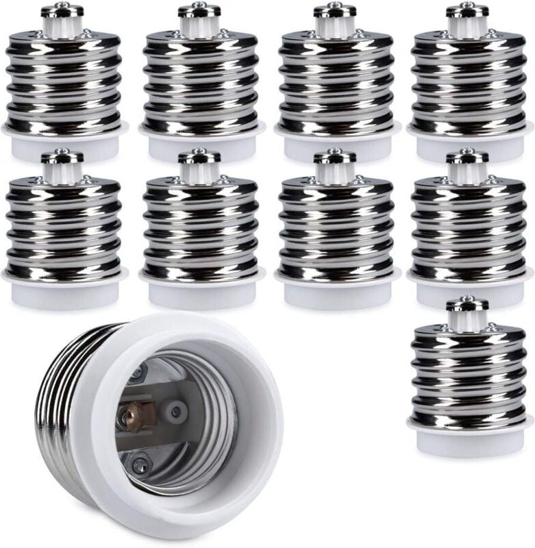 10x Fassungsadapter - 10x E40 auf E27 Fassungskonverter - E27 Lampenfassungsadapter für Halogen-LED-Lampen
