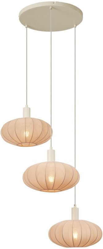 Japandi-Hängelampe Beige mit Stoffschirm 3-flammig - Bida