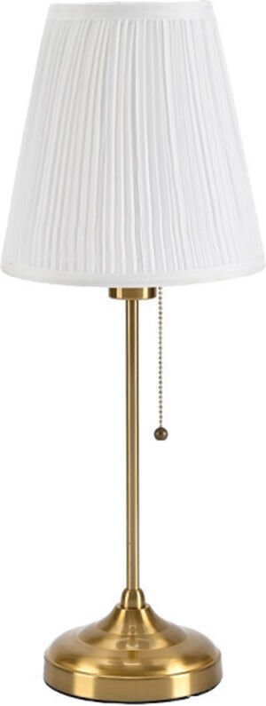 Elegante Tischleuchte aus Messing mit weißem, plissiertem Lampenschirm