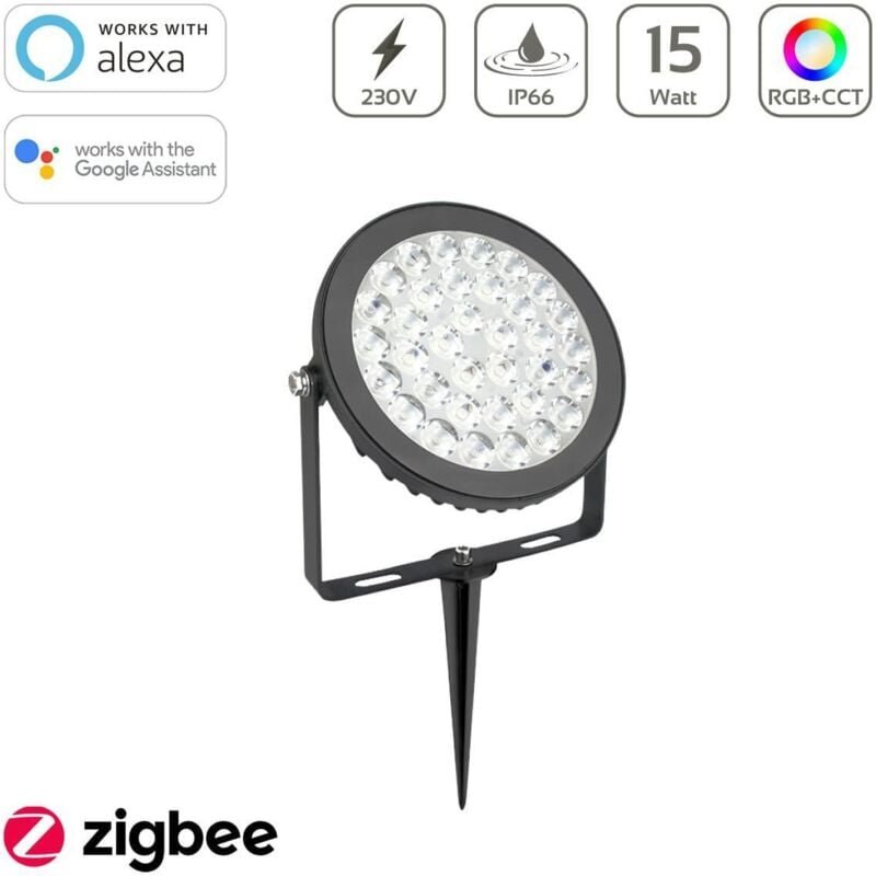 MiBoxer RGB+CCT LED Gartenstrahler 15W 230V Zigbee 3.0 Gartenleuchte mit Erdspieß FUTC03ZR